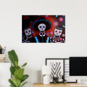 Poster tres mariachis jour de l'affiche morte (Bureau à domicile)