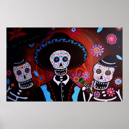 Poster tres mariachis jour de l'affiche morte (Devant)