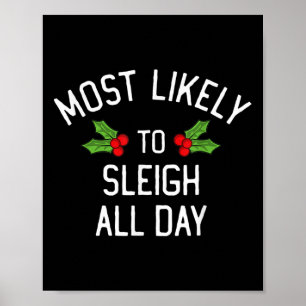 Poster Très Probable À Noël Dormir Toute La Journée Corre