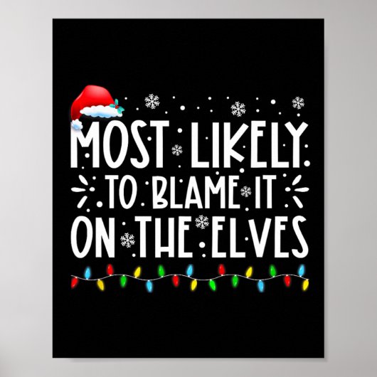 Poster Très Probable De Le Blâmer Sur Les Elfes Fun Noël (Devant)