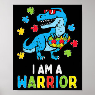 Poster Trex Dino Je Suis Un Guerrier Toddler Garçons Auti