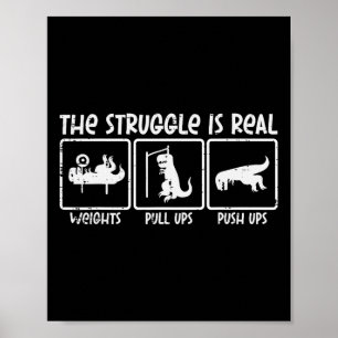 Poster Trex Dino Struggle Est Véritable Poids Gym Entraîn