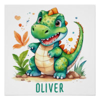 Trex Dinosaure Vert Mignon Personnalisé