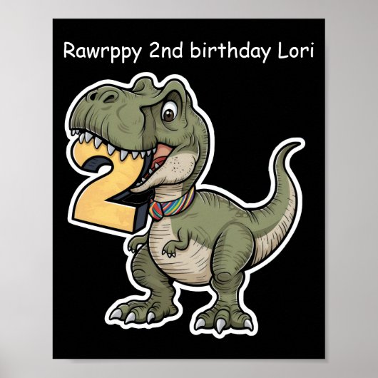 Poster trex mordant sur le numéro 2 (Devant)