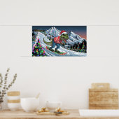 Poster TRex snowboard aux couleurs psychédéliques de mont (Cuisine)