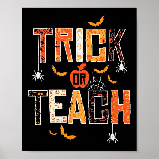 Poster Tri Ou Enseigner Retro Halloween Enseignantes Femm (Devant)