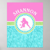 Poster Tri Pastel Couleur Softball Avec Carrelage Aqua (Devant)