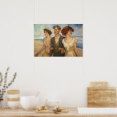 Poster Triade polyamorée sur la plage (Cuisine)