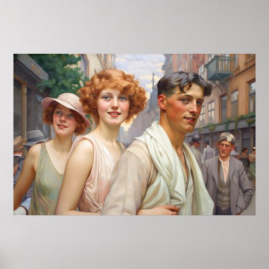 Poster Triade polyamoreuse errant dans le centre-ville (Devant)