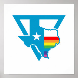 Poster triangle arc-en-ciel du texas