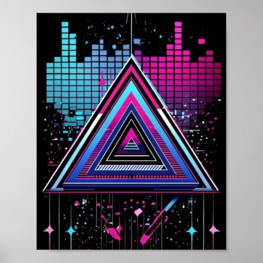 Poster Triangle de néon Abstrait (Devant)