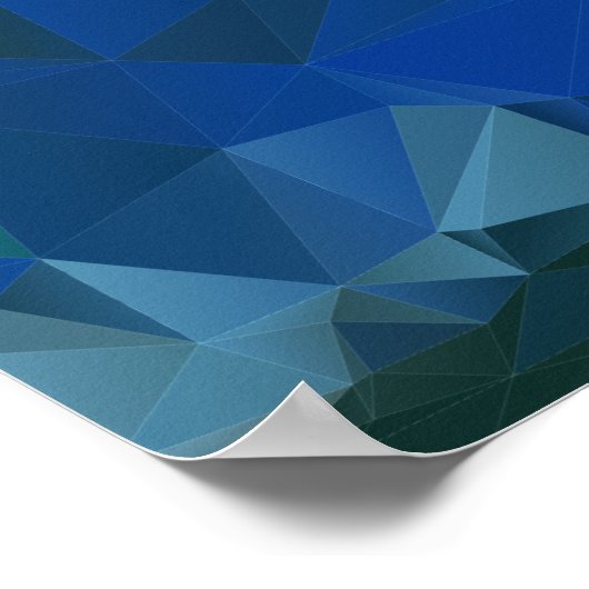 Poster Triangle géométrique basse Poly Motif Bleu esthéti (Coin)