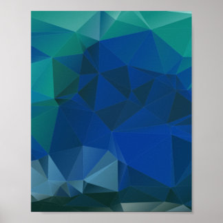 Poster Triangle géométrique basse Poly Motif Bleu esthéti