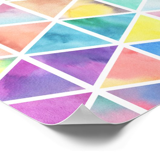 Poster Triangles d'aquarelle multicolore (Coin)