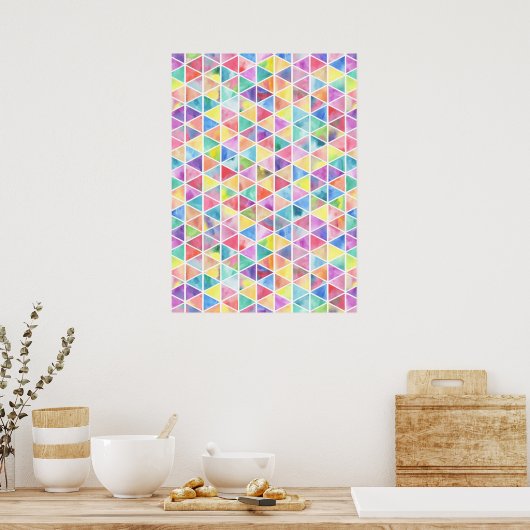 Poster Triangles d'aquarelle multicolore (Cuisine)