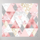 Poster Triangles d'argent d'or géométrique, motif en marb (Devant)