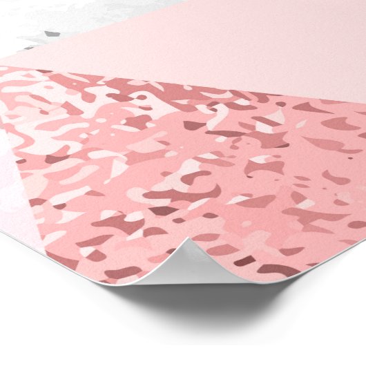 Poster Triangles d'argent d'or géométrique, motif en marb (Coin)