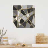 Poster Triangles d'or Geo moderne noir et gris (Cuisine)