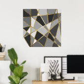 Poster Triangles d'or Geo moderne noir et gris (Bureau à domicile)