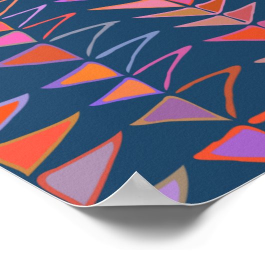 Poster Triangles géométriques Abstraits en bleu (Coin)