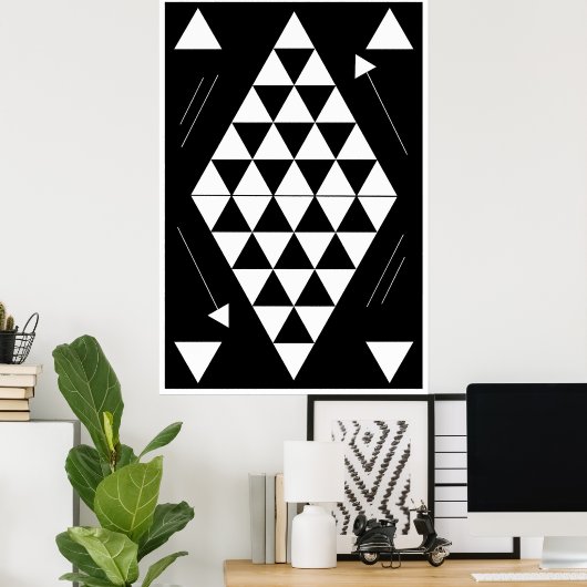 Poster Triangles géométriques blancs (Bureau à domicile)