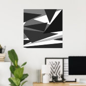 Poster Triangles géométriques modernes noirs, gris et bla (Bureau à domicile)
