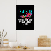 Poster Triathlon Amusant Citation Magenta Et Turquoise Sp (Cuisine)