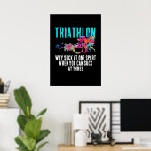 Poster Triathlon Amusant Citation Magenta Et Turquoise Sp (Bureau à domicile)