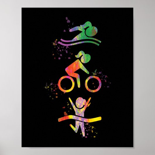 Poster Triathlon de Watercolor Womens (Devant)