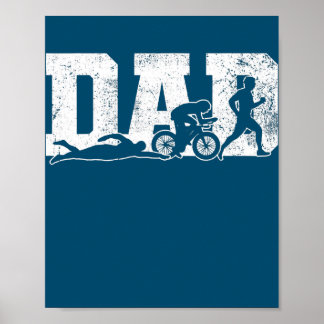 Poster Triathlon Papa natation Vélo Course Fête des pères