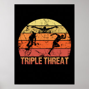 Poster Triathlon triple menace Vintage