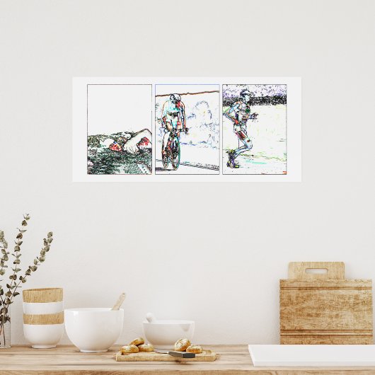 Poster Triathlon Triptyque - Ligne (Cuisine)