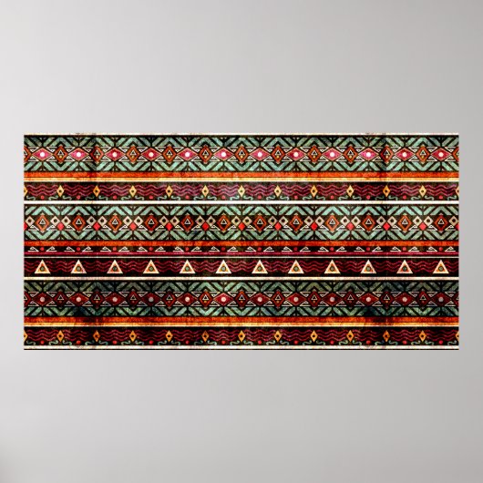 Poster Tribal grunge ethno folle motif dans le style rétr (Devant)