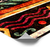 Poster Tribal grunge ethno folle motif dans le style rétr (Coin)