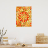 Poster Tribal Mandala Print, Mustard Gold et Orange (Cuisine)