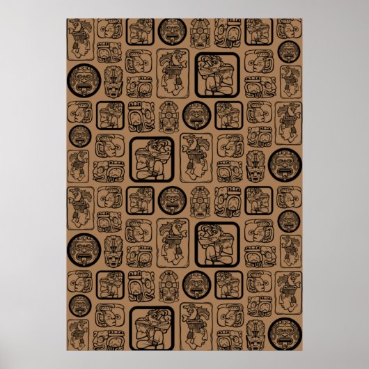 Poster Tribal MAYA ancien masque motif 1 (Devant)