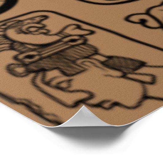 Poster Tribal MAYA ancien masque motif 1 (Coin)