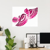 Poster Tribal Pink Bird Stylized Magenta Phoenix (Bureau à domicile)