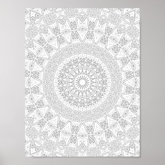 Poster Tribal Starburst Coloring Page Pattern Artwork (Devant)