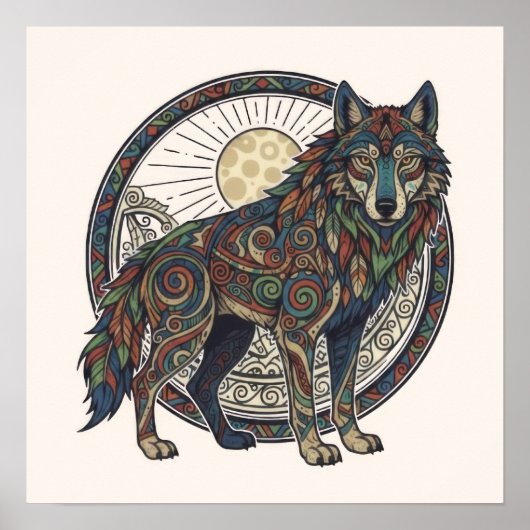 Poster Tribal Wolf (Devant)