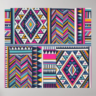 Poster Tribale rétro, motif géométrique vintage.