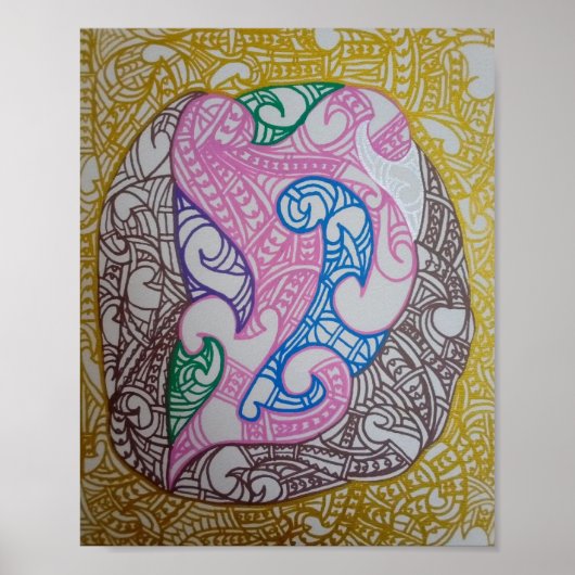 Poster Tribe3 Abstract Maori Kowhaiwhai by RRW (Devant)