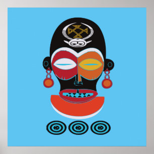 Poster Tribe africaine colorée masque orné