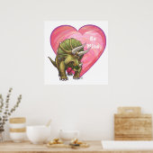 Poster Triceratops Cœur de Rose Rouge (Cuisine)