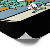 Poster Tricératops Dinosaur Cute Père Noël Christ préhist (Coin)