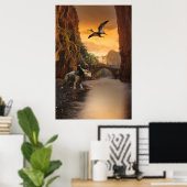 Poster Triceratops, Vélociraptor et Ptérodactyle (Bureau à domicile)