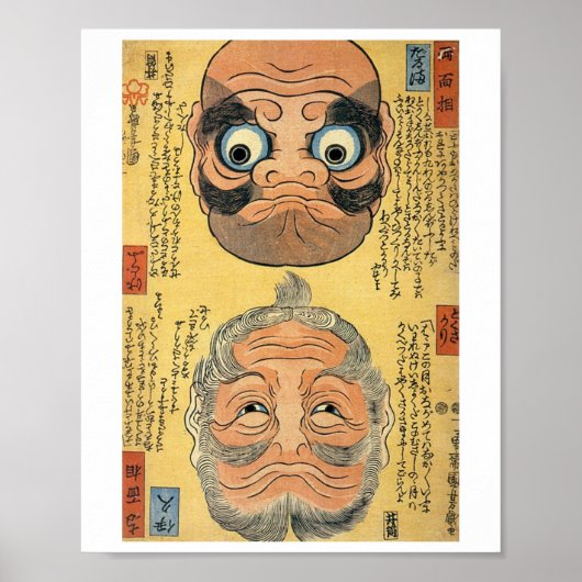 Poster Trick Art (Let's Upside Down), Kuniyoshi, Ukiyoe (Devant)