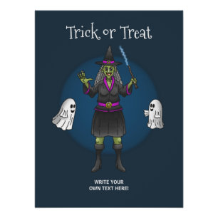 Poster Trick or Treat avec la Sorcière Verte