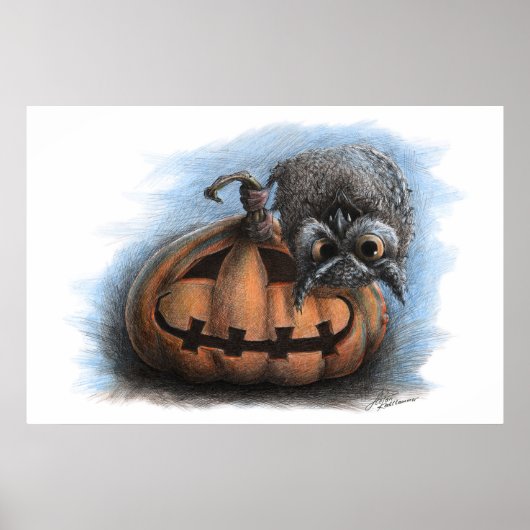 Poster "Trick or Treat" Hialloween Vampire Owl (Devant)