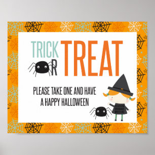 Poster Trick or Treat Joyeux Halloween bonbons panneau de